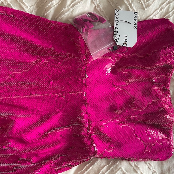 Hot Pink Sequin Jumpsuit, Dress the Population Size Small - Picture 5 of 7